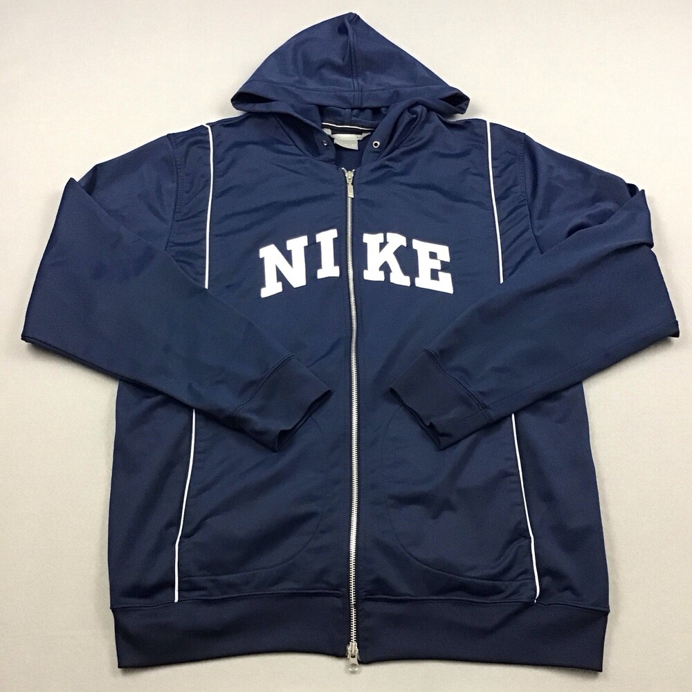 Vintage Nike Jacket Men Extra Large Blue Full Zip Spell Out Hoodie Y2K 2000s XL